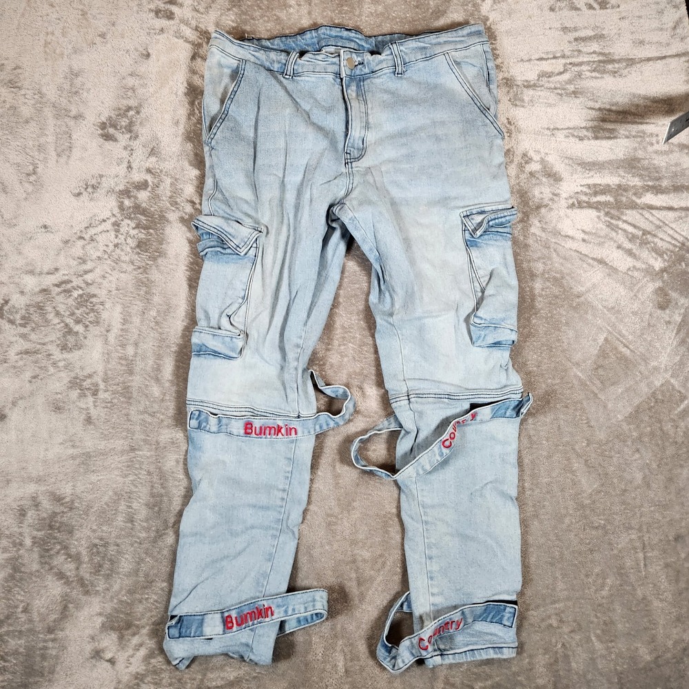 Bumpkin Country Jeans Women's 35X29 Cargo Adjustable‎ Straps Blue European 38